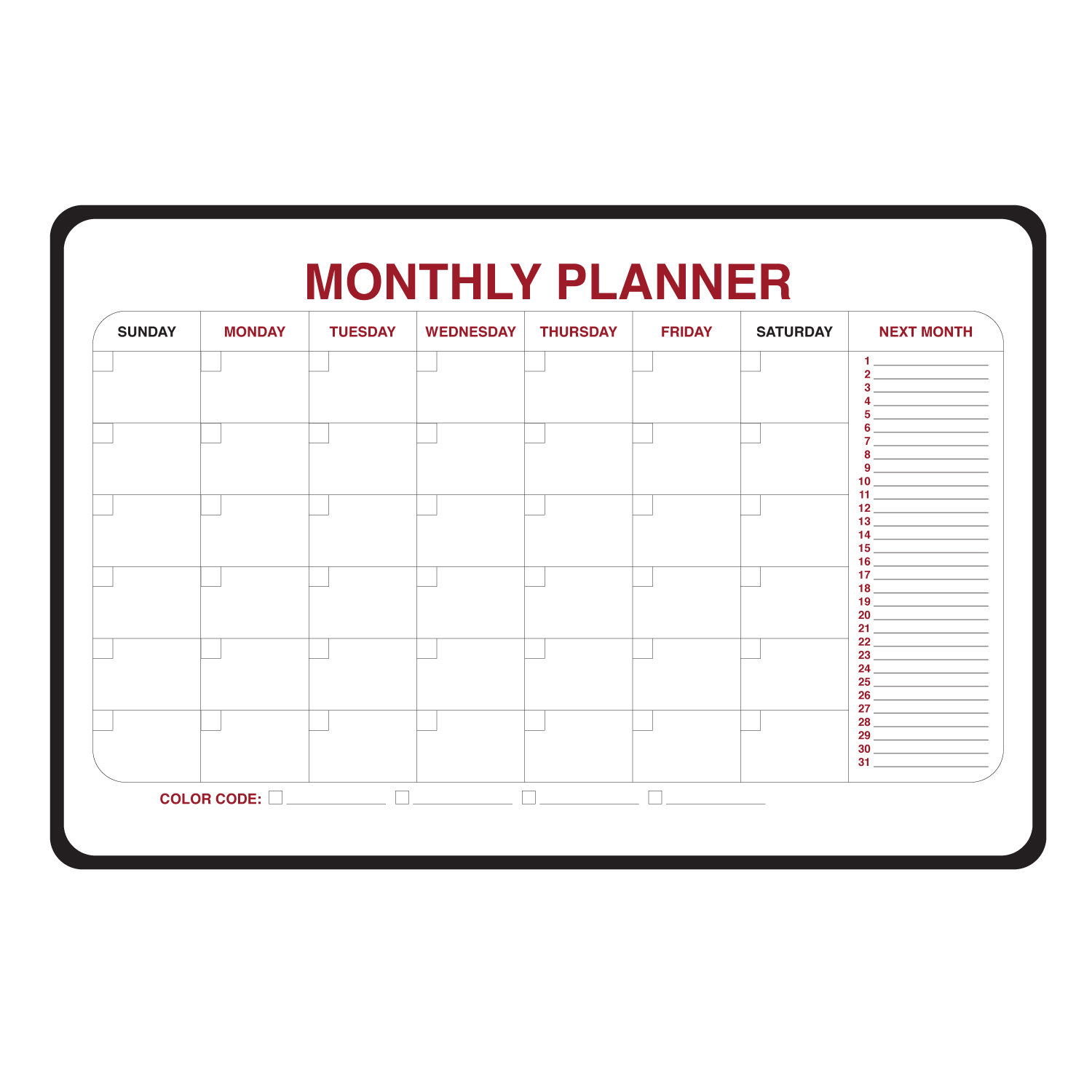 Magnetic Monthly Calendar Planner Dry Erase White Board Month Planner 