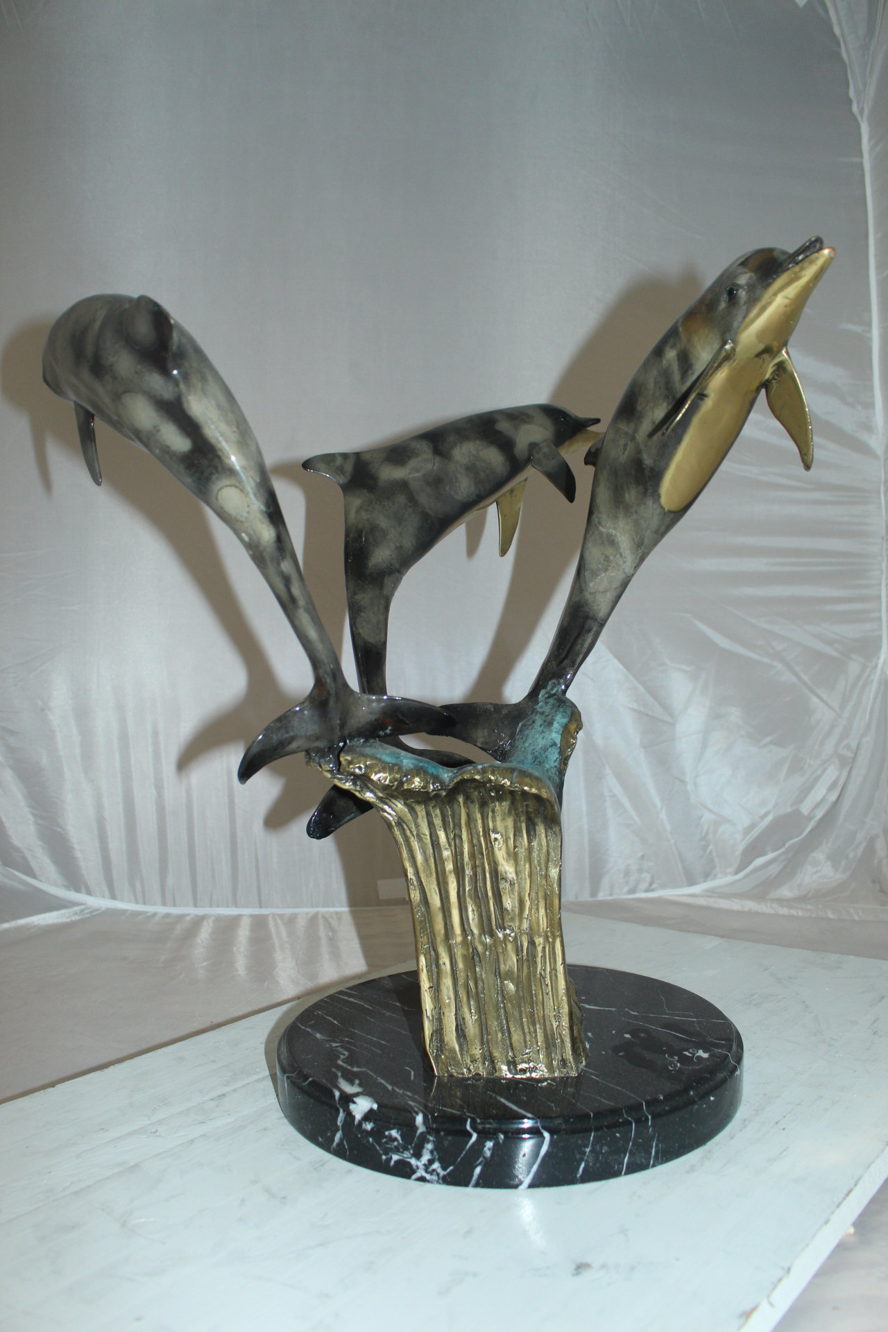 Rosecliff Heights Bly 3 Dolphins Table Base Statue Wayfair