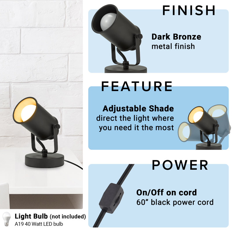 6" Multipurpose Spotlight Desk Or Wall Mount Accent Lamp - 4.75x6.25x6