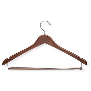 12 Pack Wood Hangers Pants Suit Hanger with Locking Bar Wooden Hangers Cherry for Clothes Tidy Living 