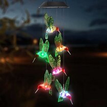 Memorial Decorations for Balcony Garden and Pathway WEWBABY Wind Chimes Outdoor Solar Powered Hummingbird LED Patio Light Color Changing with 1 Random Color Dream Catcher 