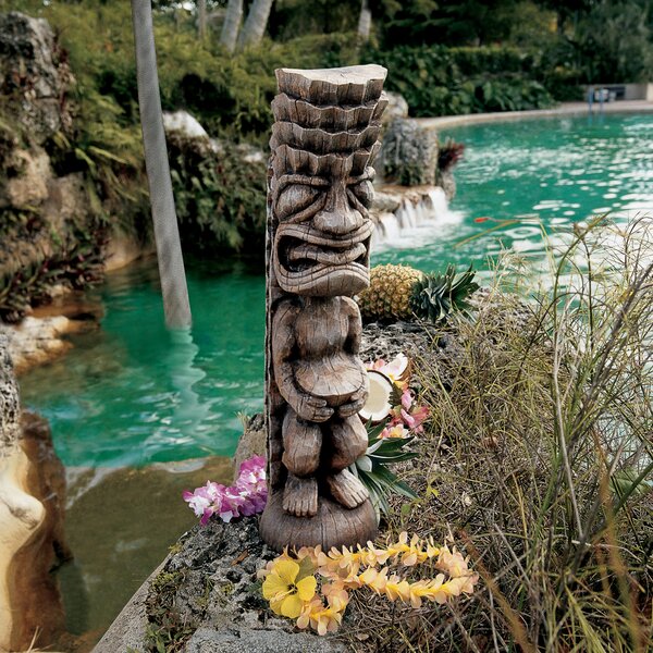 Tropical Polynesian Style Tiki Teeth Exotic Pool Sculptural Accent Table 