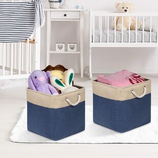 White & Black Portable Tote Bag Storage Basket for Boy & Girl Nursery Organization 100% Cotton Baby Basket Bin with Removable Divider Baby Diaper Caddy Organizer 