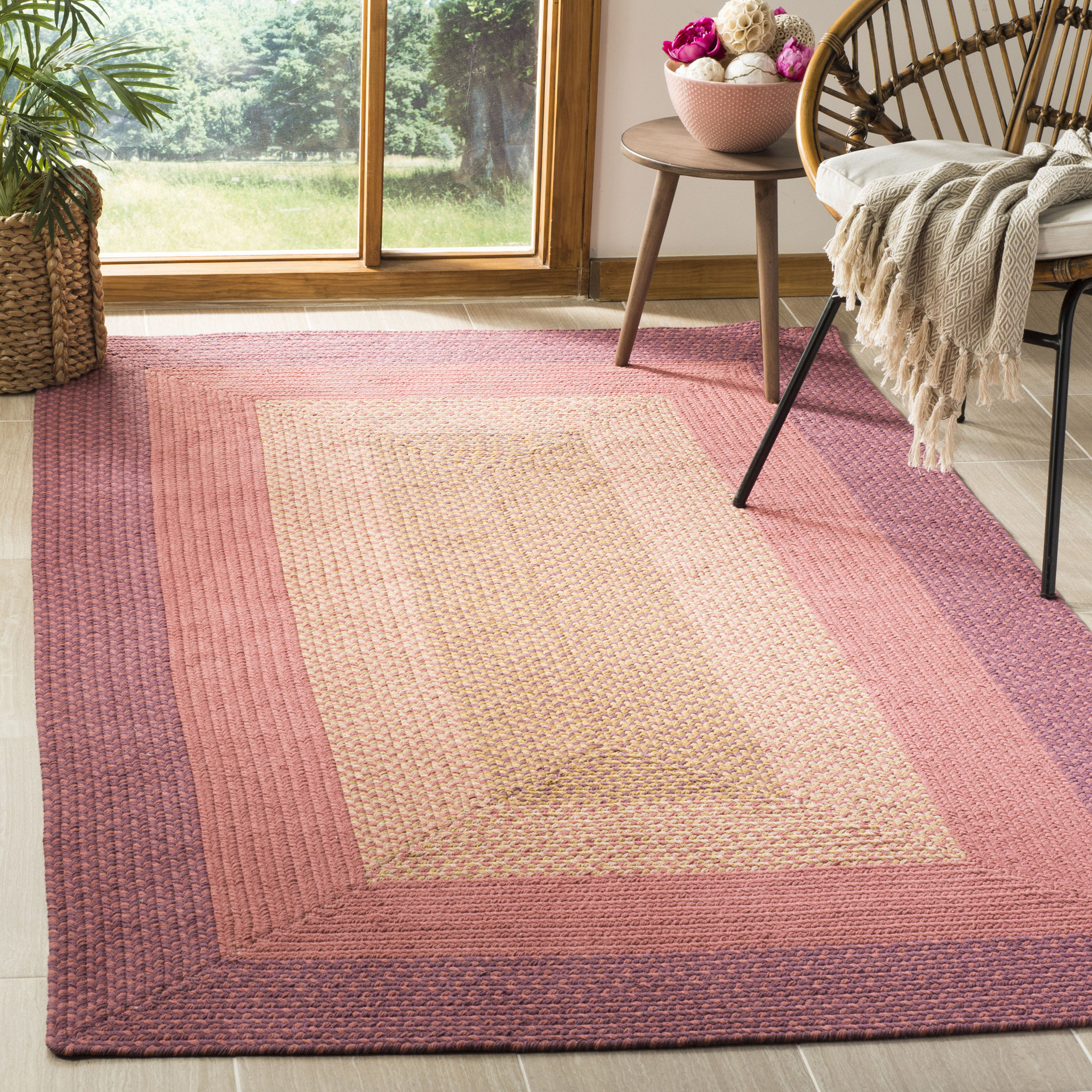 August Grove® HandBraided Cotton Pink/Beige Area Rug & Reviews Wayfair