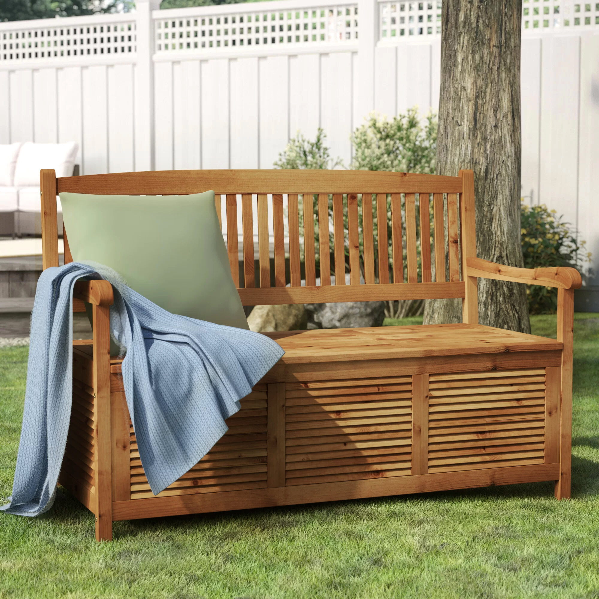 Beige Garden Bench Storage Chest Outdoor Seat Chair Lockable Weather Resistant 