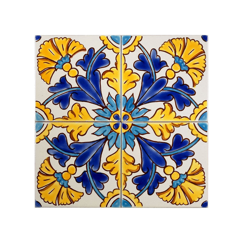 Casablanca Market Mediterranean 4" x 4" Ceramic Gibraltar Decorative Accent Tile in Blue/Yellow