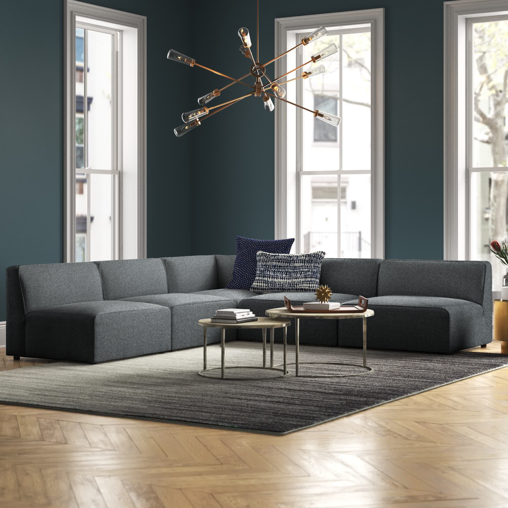 Mercury Row® Teagan 5 Piece Upholstered Sectional & Reviews Wayfair