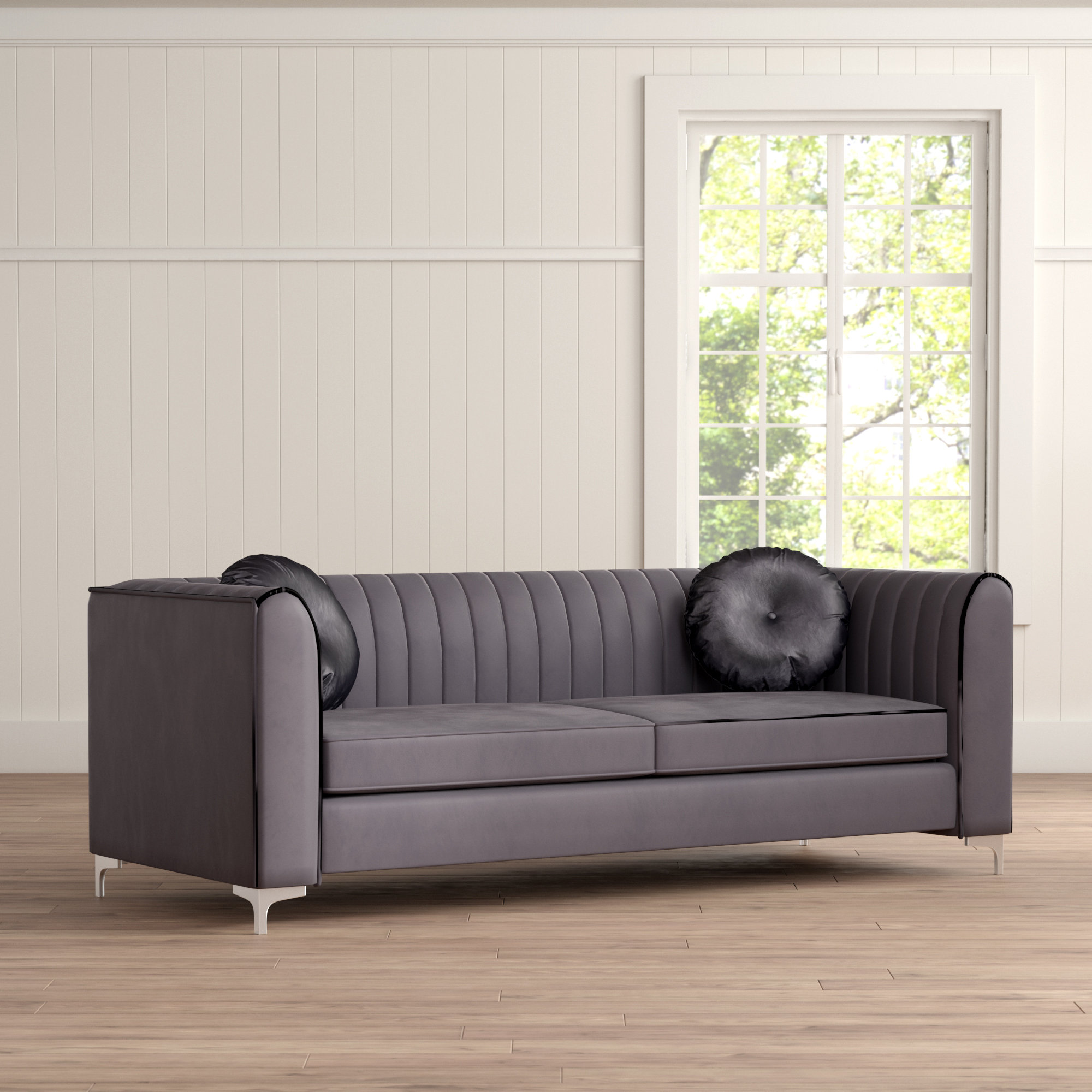Herbert 86.5” Velvet Tuxedo Arm Sofa