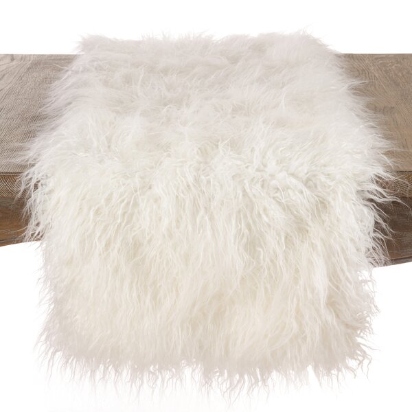 Christmas Table Runner Winter Snowy White Table Runners Faux Fur Table Decor 