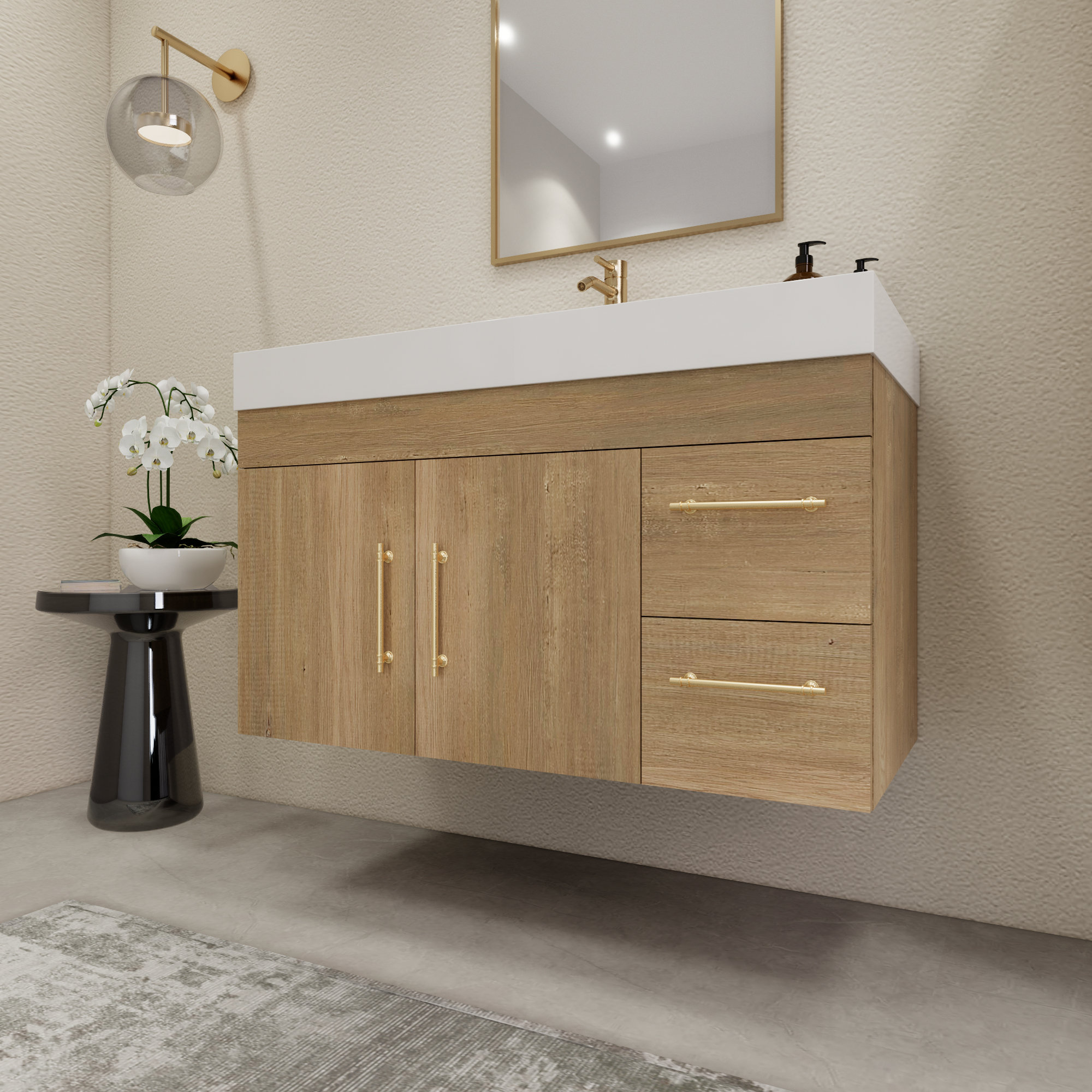 Morenobath 42'' Wall Mounted Single Bathroom Vanity with Reinforced ...