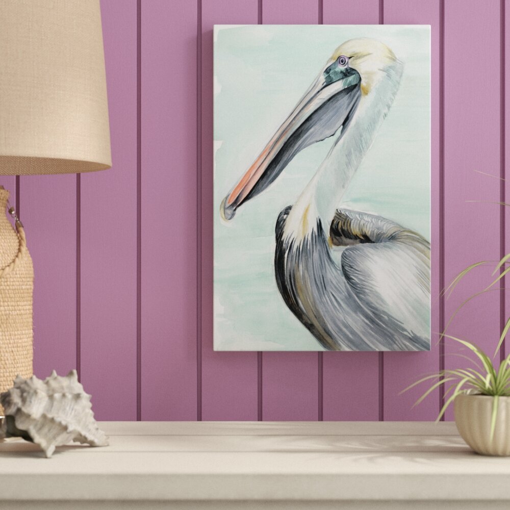 Breakwater Bay Turquoise Pelican Ii On Canvas By Jennifer Paxton Parker 