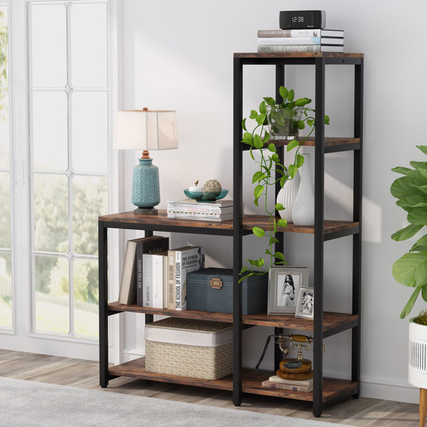 Details about   Small Bookcase Bookshelf Vertical For Wall Tall Narrow Book 4 Tier Shelf Black 