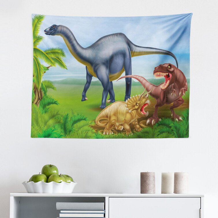 East Urban Home Ambesonne Dinosaur Tapestry, Different Types Of Dinosaurs  Natural Jungle Environment T-Rex Triceratops Cartoon, Fabric Wall Hanging  Decor For Bedroom Living Room Dorm, 28
