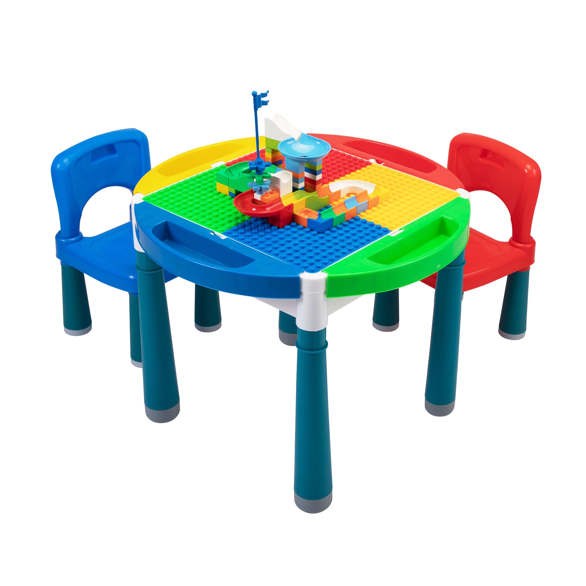 Details about   6-in-1 Kid Activity Table Set w/2 Chairs 71 Large Blocks Building Block Table 