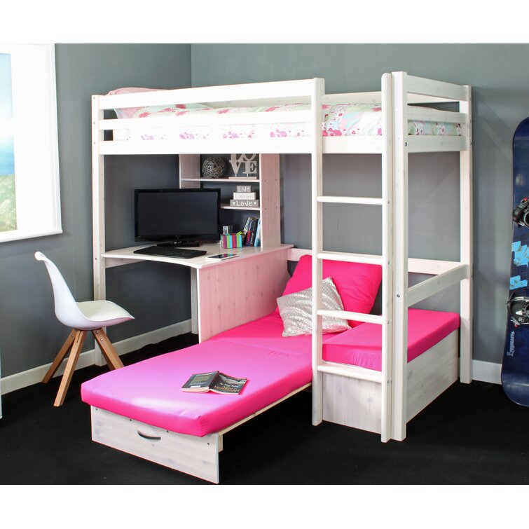 Mack + Milo Luper European Single (90 X 200Cm) Solid Wood High Sleeper Bunk  Bed Built-In-Desk & Reviews | Wayfair.Co.Uk
