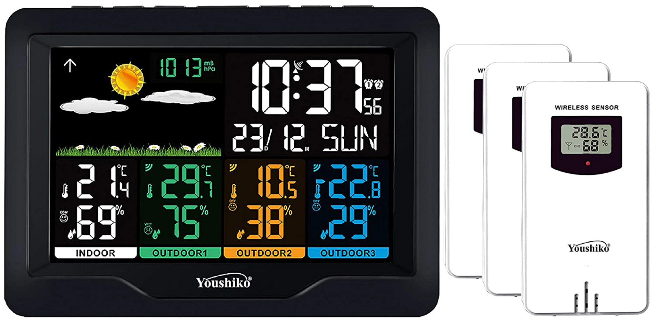 Youshiko Wireless Sensors Weather Station Radio Controlled Clock