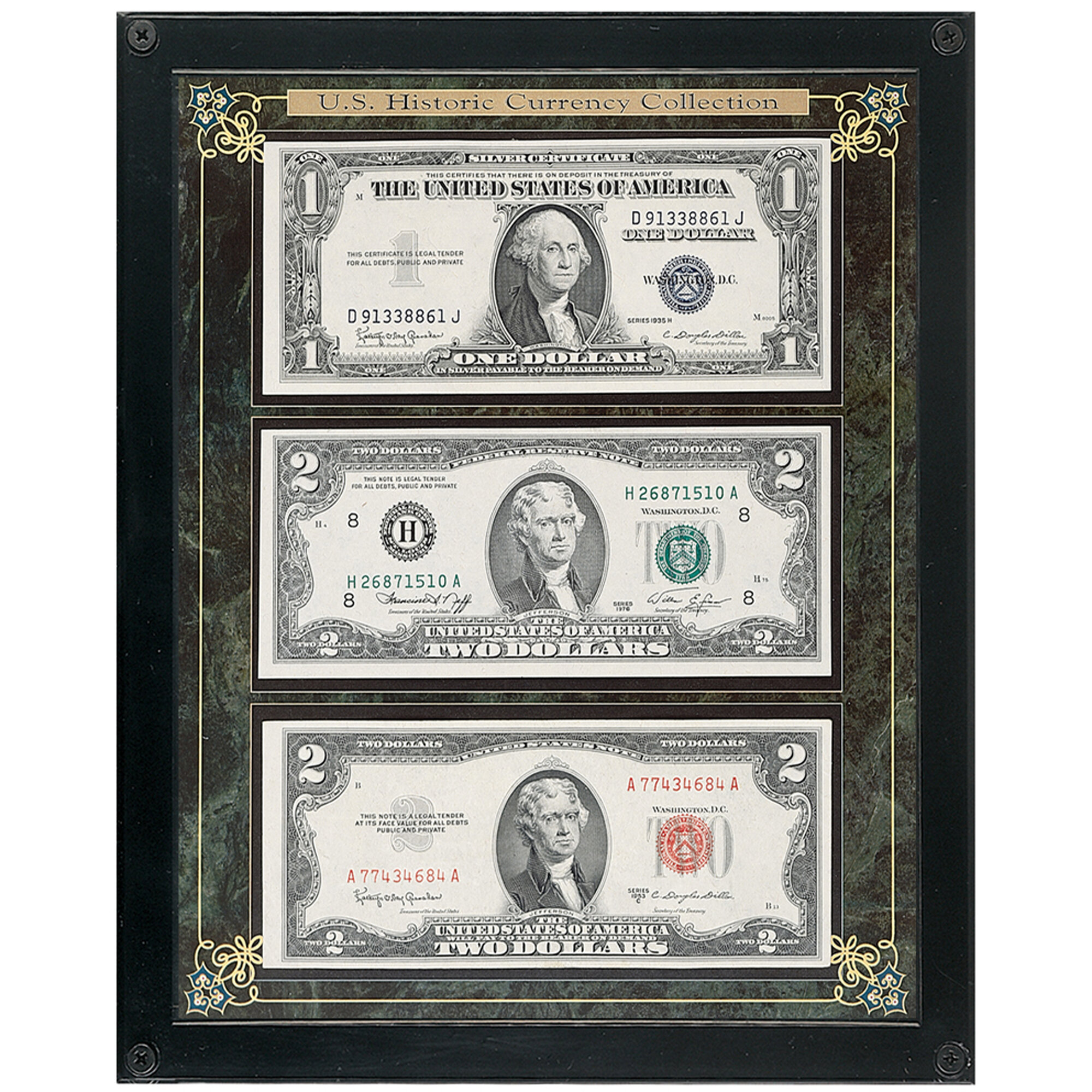 19x23 Old US Currency Money Dollar Bills Brown Rust Picture Framed Art Print 