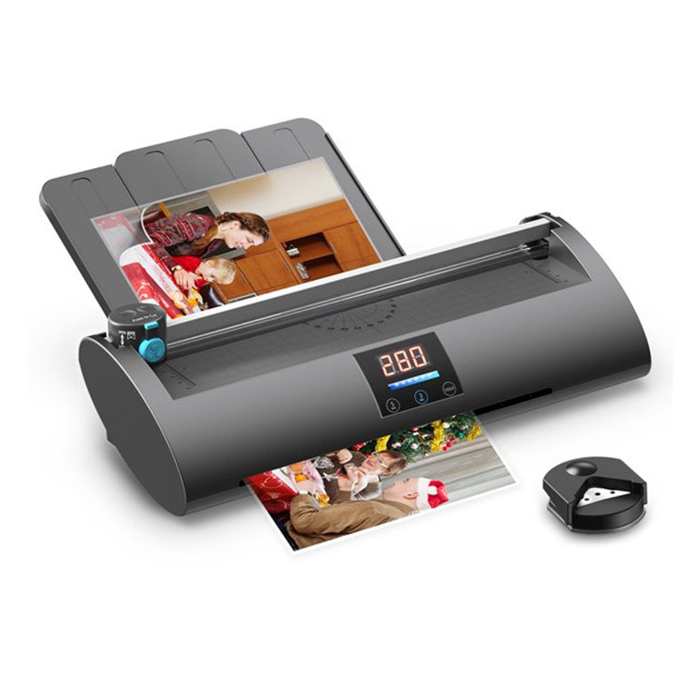 Abox A4 Laminating Machine,Led Display Laminator with Feeding Tray and 3 in  1 Cutter Corner Rounder