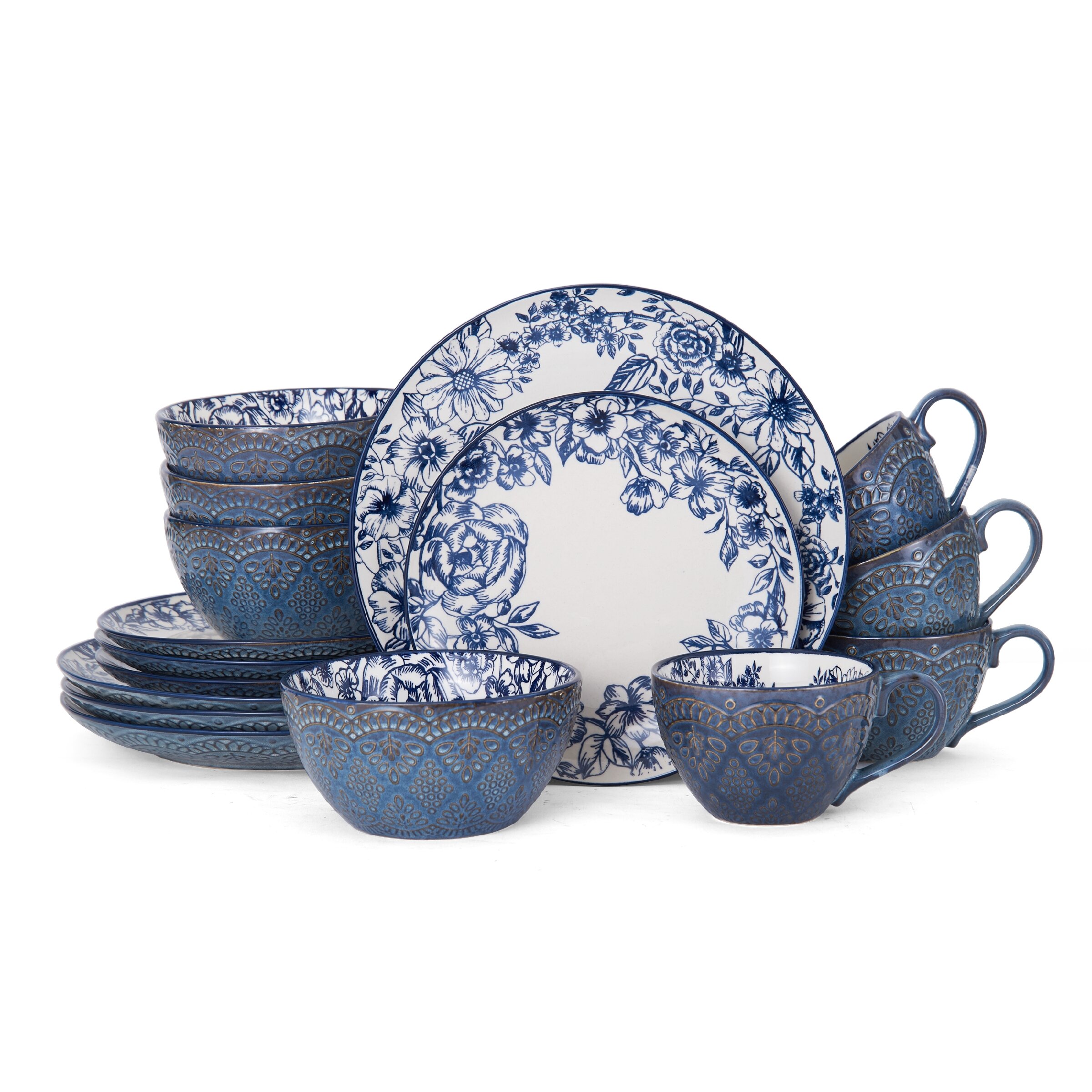 blue and white floral dinner set