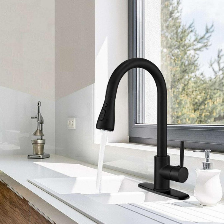 ELLO&ALLO Kitchen Faucet With Sprayer, Modern Single Handle ...