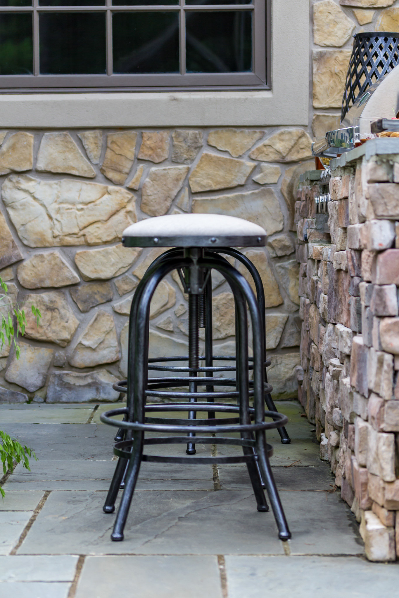 InspiredVisions Adjustable Patio Bar Stool with Sunbrella Fabric