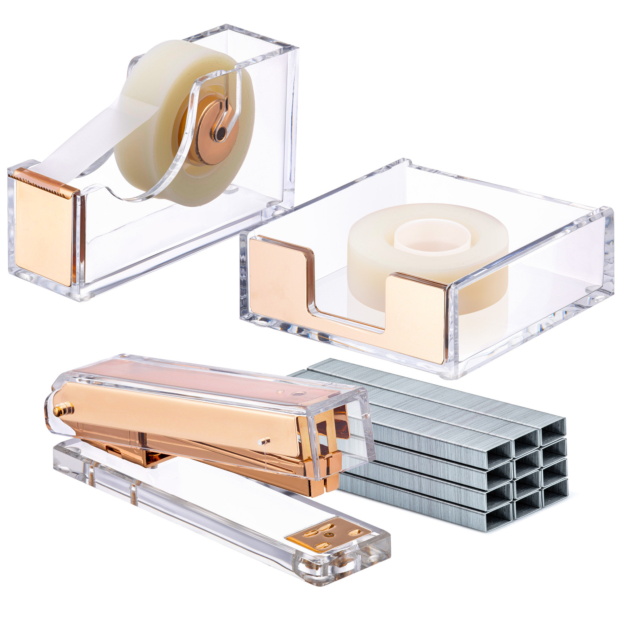 Inbox Zero Homayoun Gold Desk Accessories Office Supplies Set Wayfair