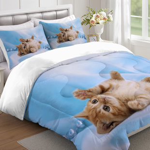 New 6 Piece White Cat Lovers Twin Size Comforter Set Girl's Bedding Kid's Sheets 