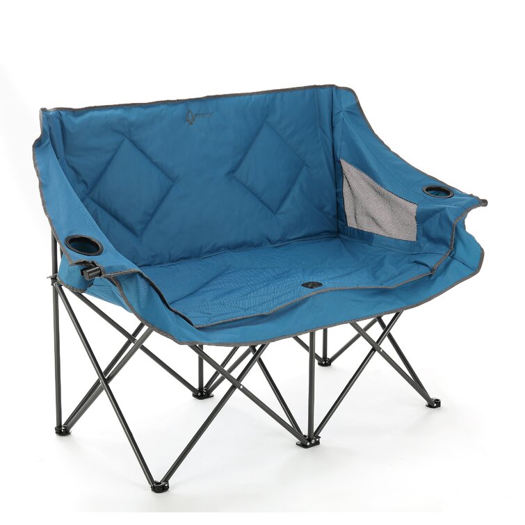 Double Folding Camping Chair Portable Camp Beach Outdoor Loveseat Picnic Couple 