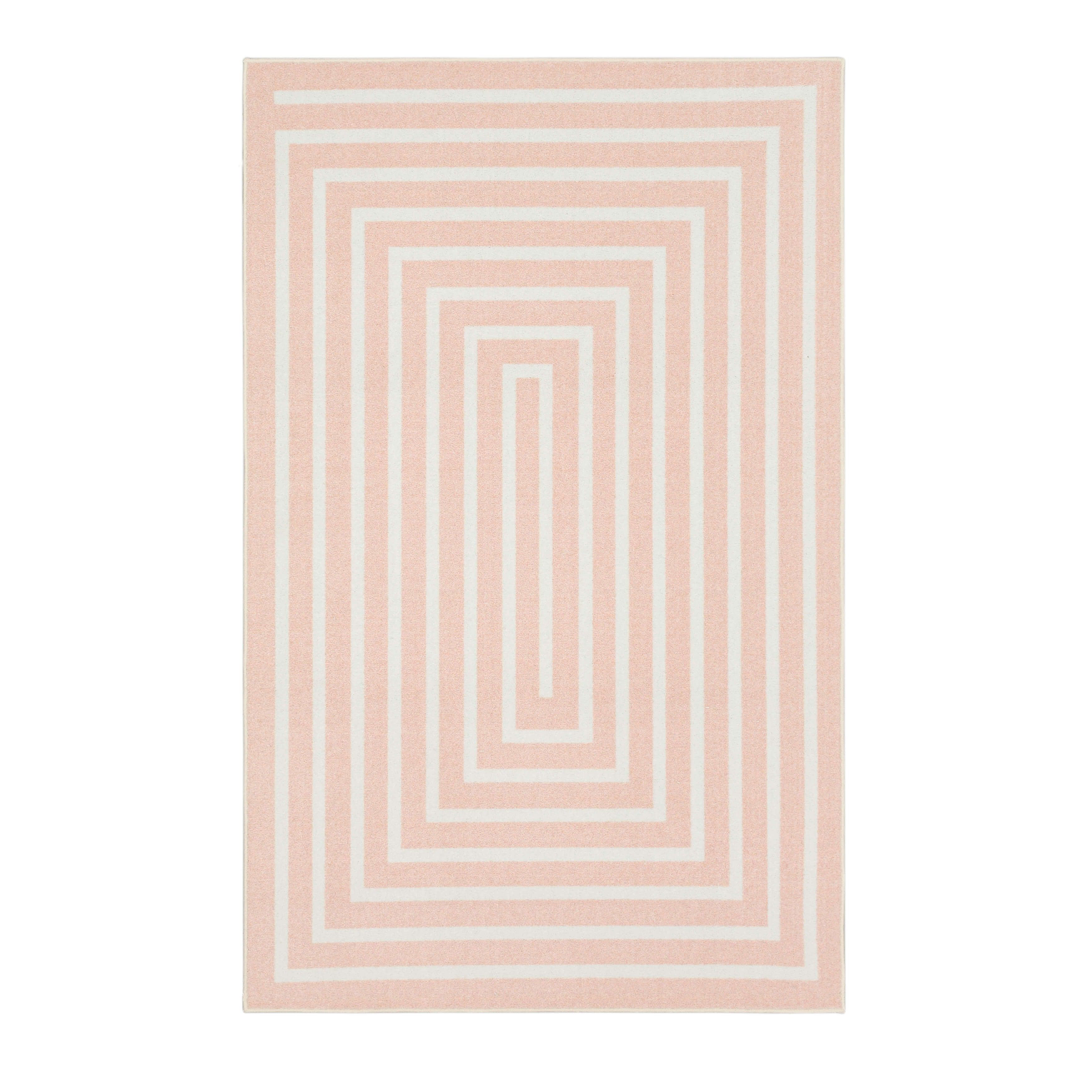 Orren Ellis Aysen Machine Tufted Performance Pink/White Rug Wayfair