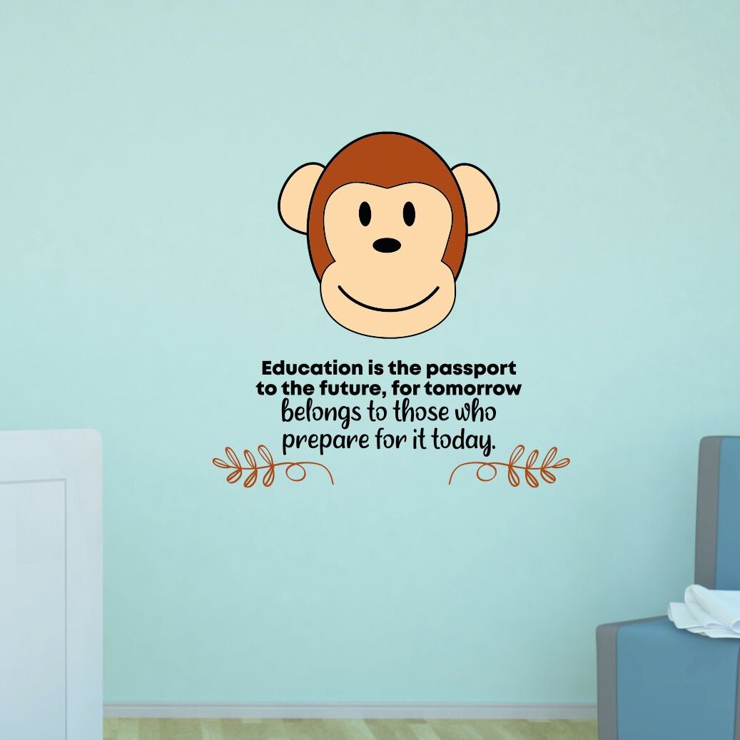 Zoomie Kids Education Monkey Animal Life Cartoon Quotes Wall Decal ...
