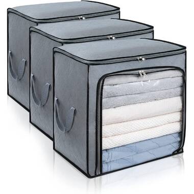 Pack Of 4 Durable Quality Fabric Stroage Box Linen Foldable with Lids Small New 