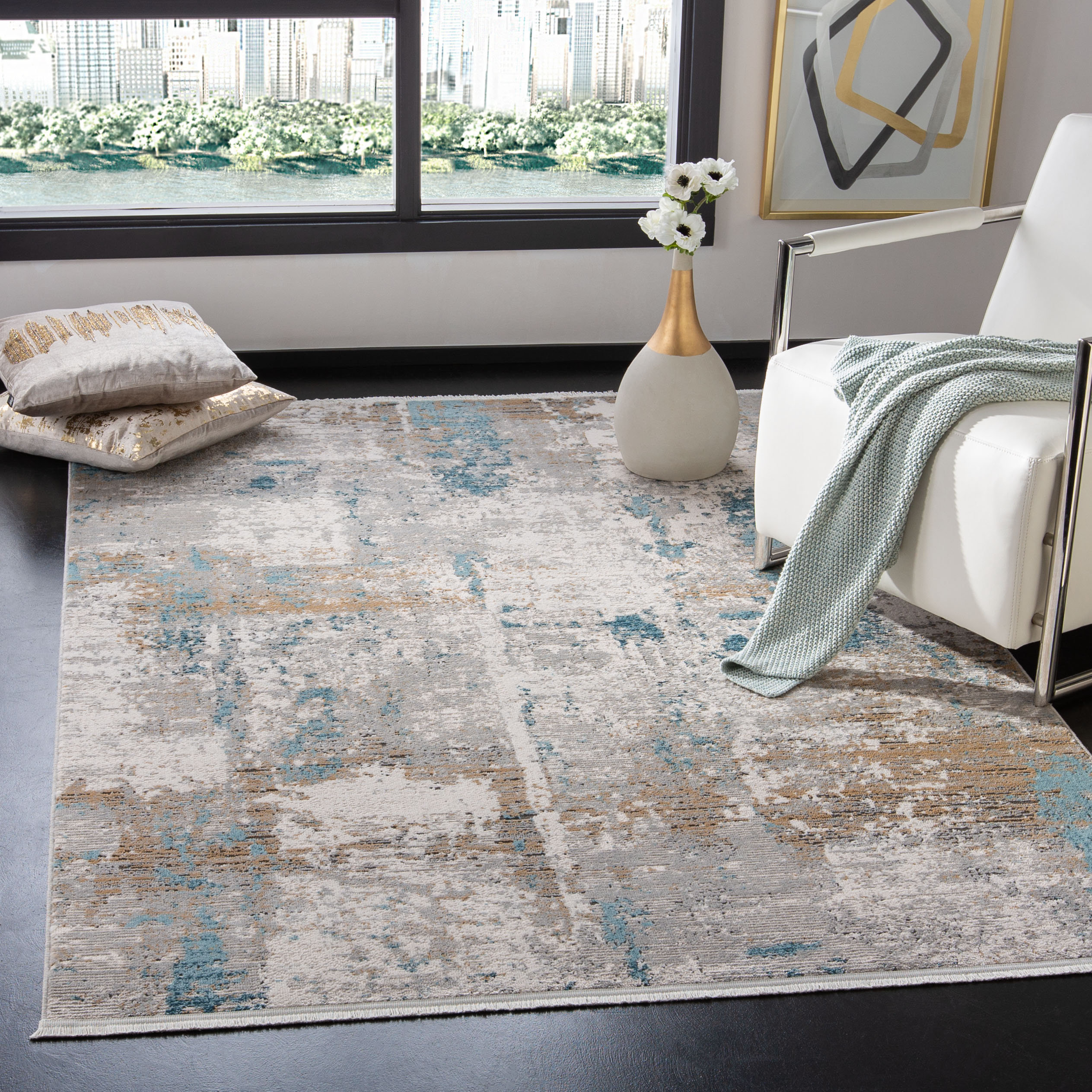 Mistana Mattis Hooked Ivory/Blue/Brown Rug & Reviews Wayfair.co.uk