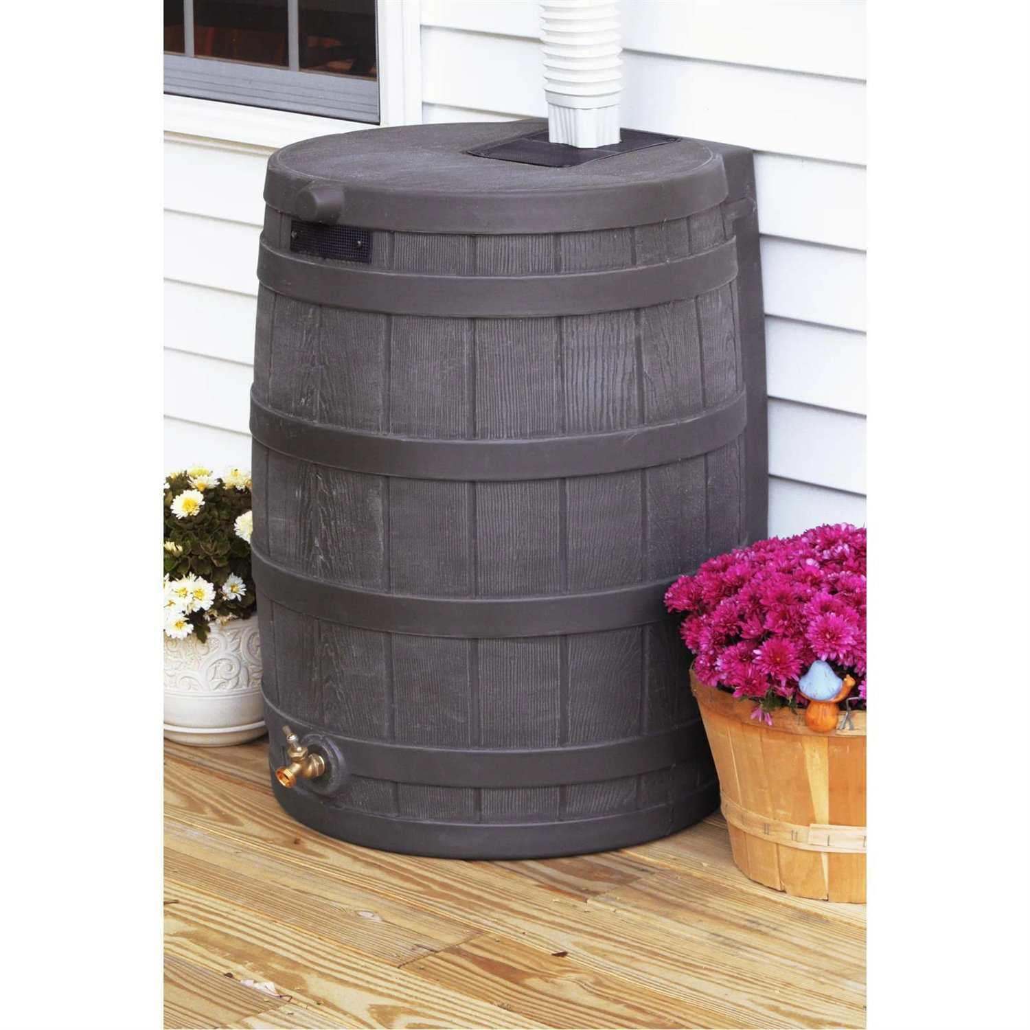 F4 50 Gallons Gal. Weather Resistant Plastic Planter Rain Barrel Wayfair
