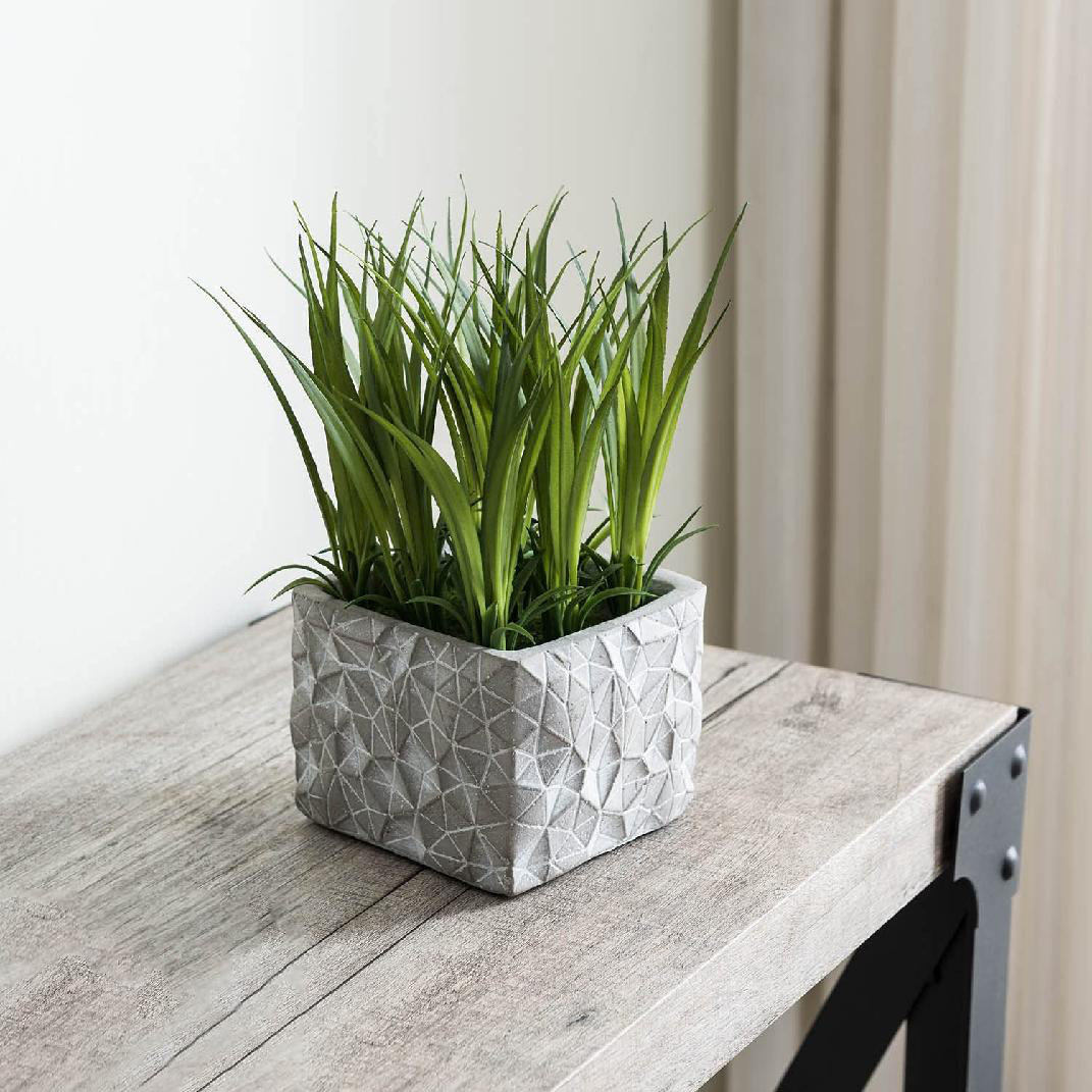 Primrue Xochitl 3.25'' Faux Grass Plant in Cement Pot Wayfair