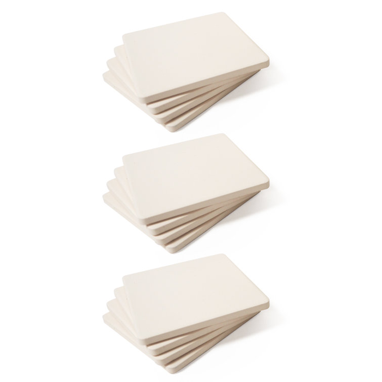 Coasterstone Bone White Square Stone Coasters - Four Drink Coasters  Included - Oversized 4.25" Width | Wayfair