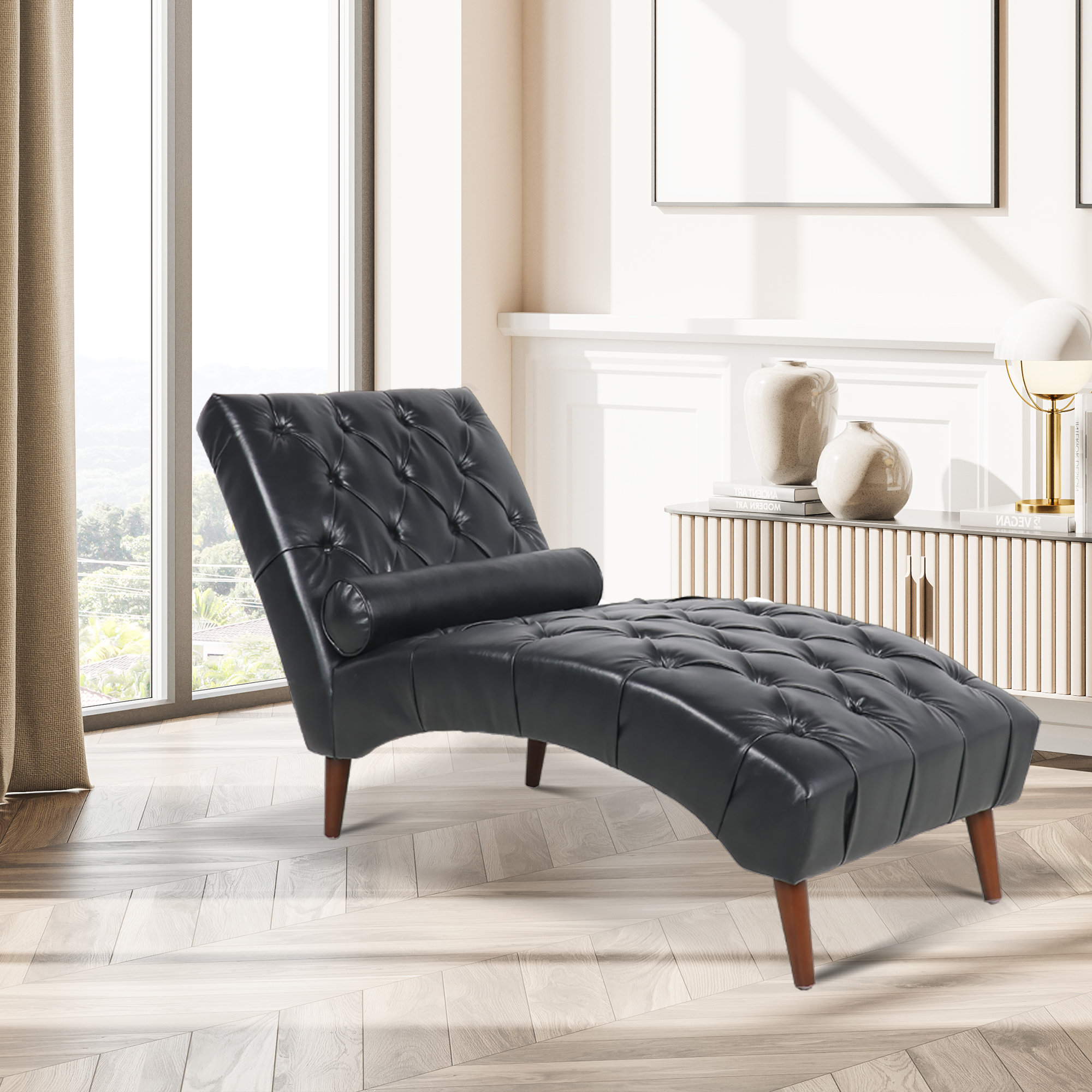 Red Barrel Studio® Vegan Leather Chaise Lounge Wayfair