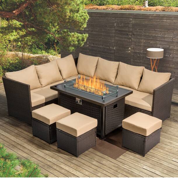 Ebern Designs Jenese 23'' H x 45'' W Aluminum Propane Outdoor Fire Pit ...