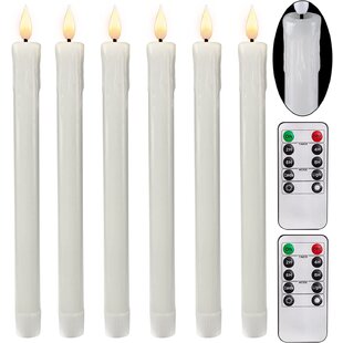2Pcs Remote Control LED Window Taper Candles with Timer Candle Holder for Home 