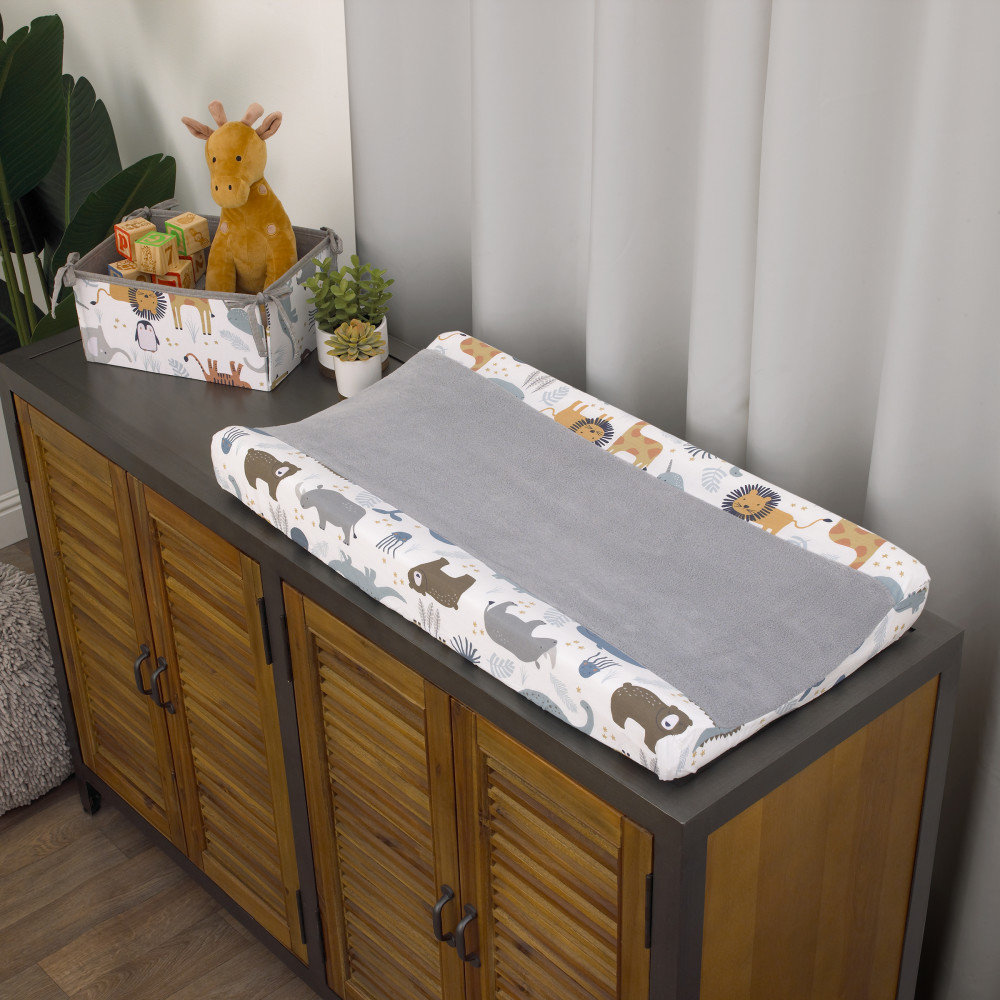 Indigo Safari Southa Safari Zoo Animals Changing Pad Cover | Wayfair
