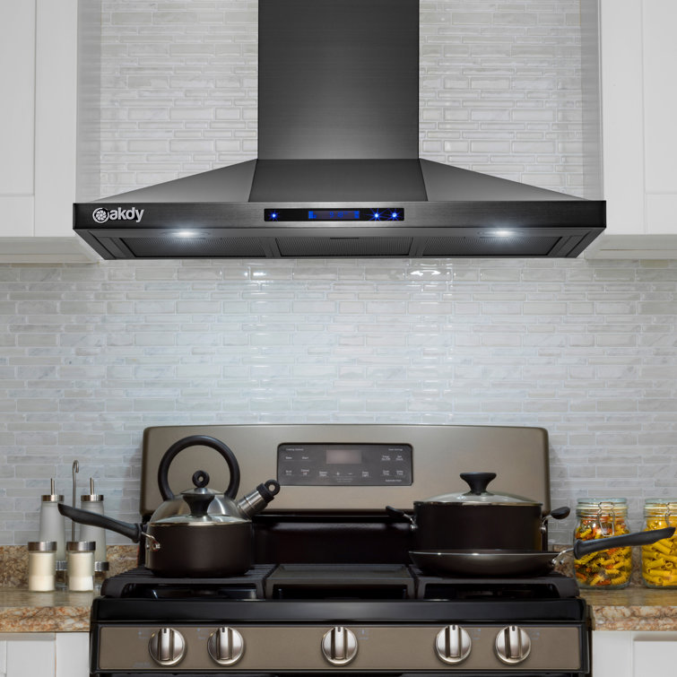 black convertible range hood