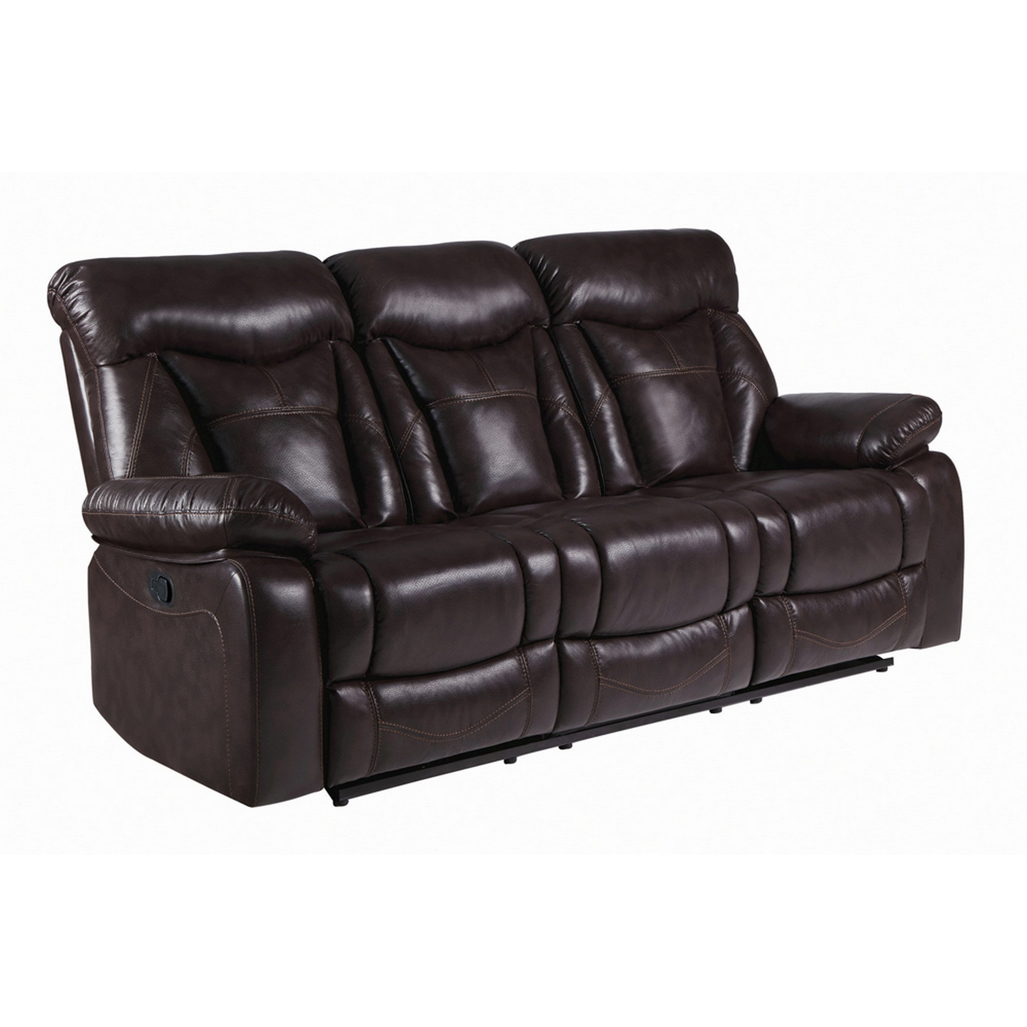 Benzara Leatherette Sofa With Wall Hugger Mechanism And Pillow Top