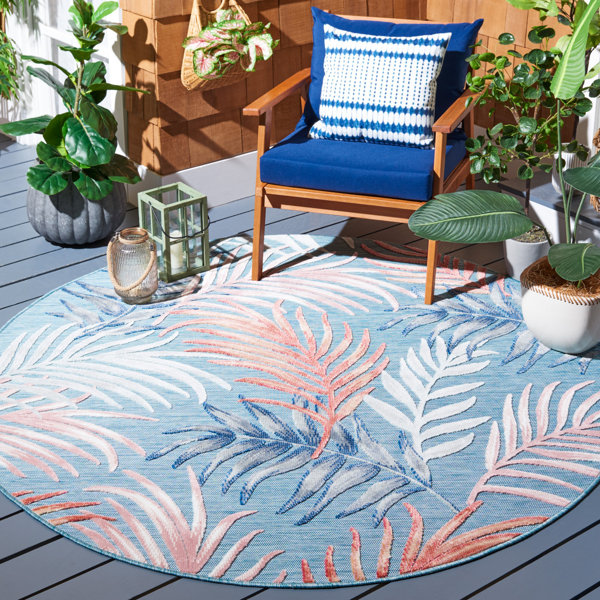 Wade Logan® Afeez Floral Blue/Rust Indoor / Outdoor Area Rug & Reviews ...