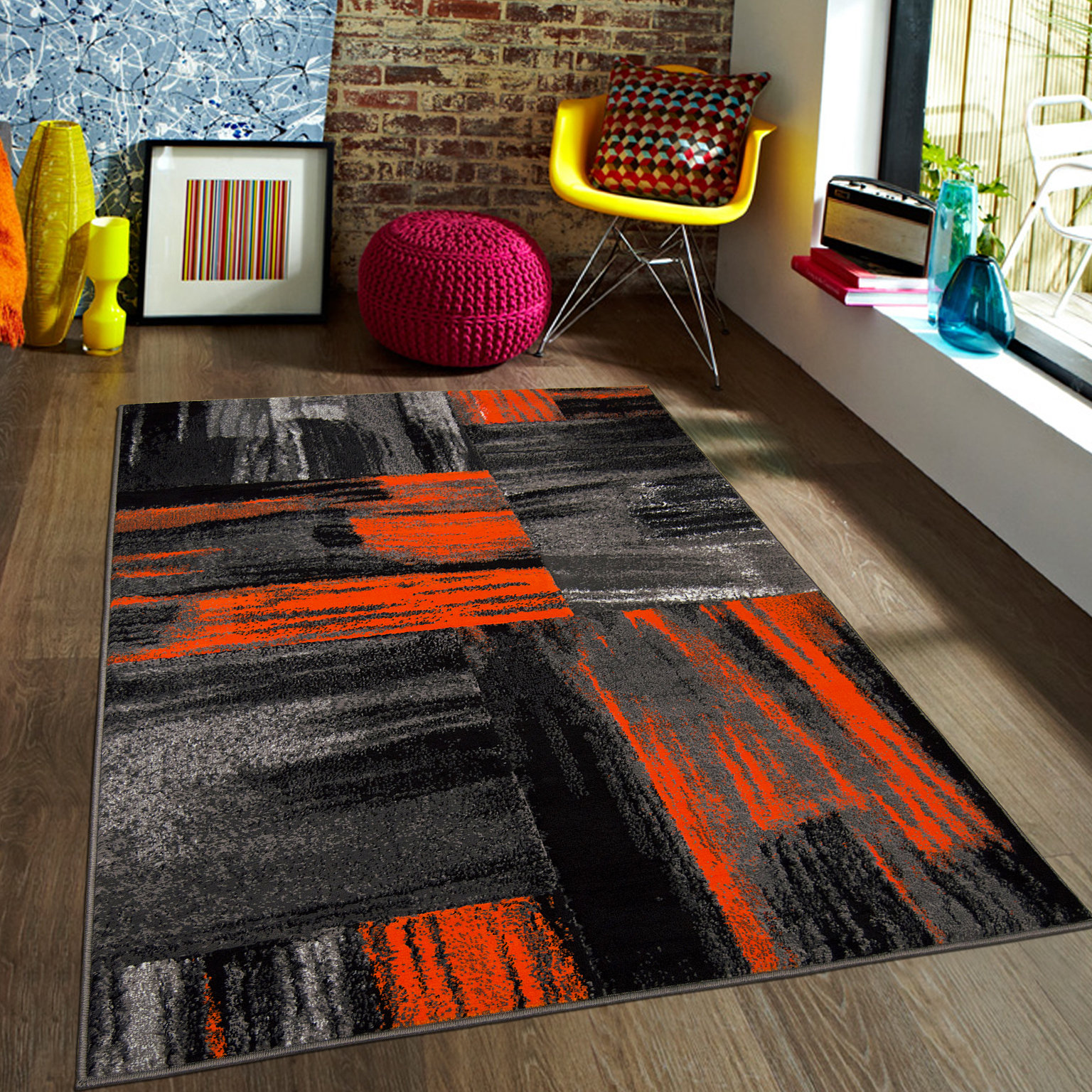 Latitude Run® Abstract Orange Area Rug & Reviews Wayfair