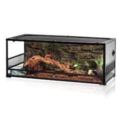 Prolee Reptile Terrarium Tank Large 32 x 16 x 16 Snake Tank with Built-in Lamp Fixture and Switch 2021 New Upgraded Bearded Dragon Tank with Front Door & Roof Door 