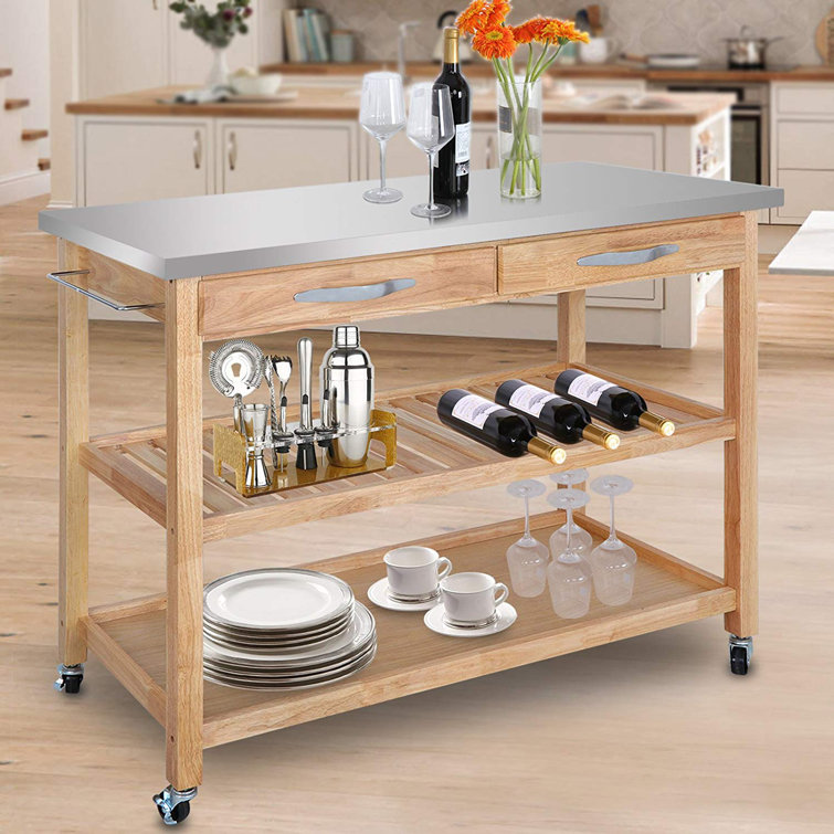 Winston Porter Januario Rolling Kitchen Cart with Stainless ...