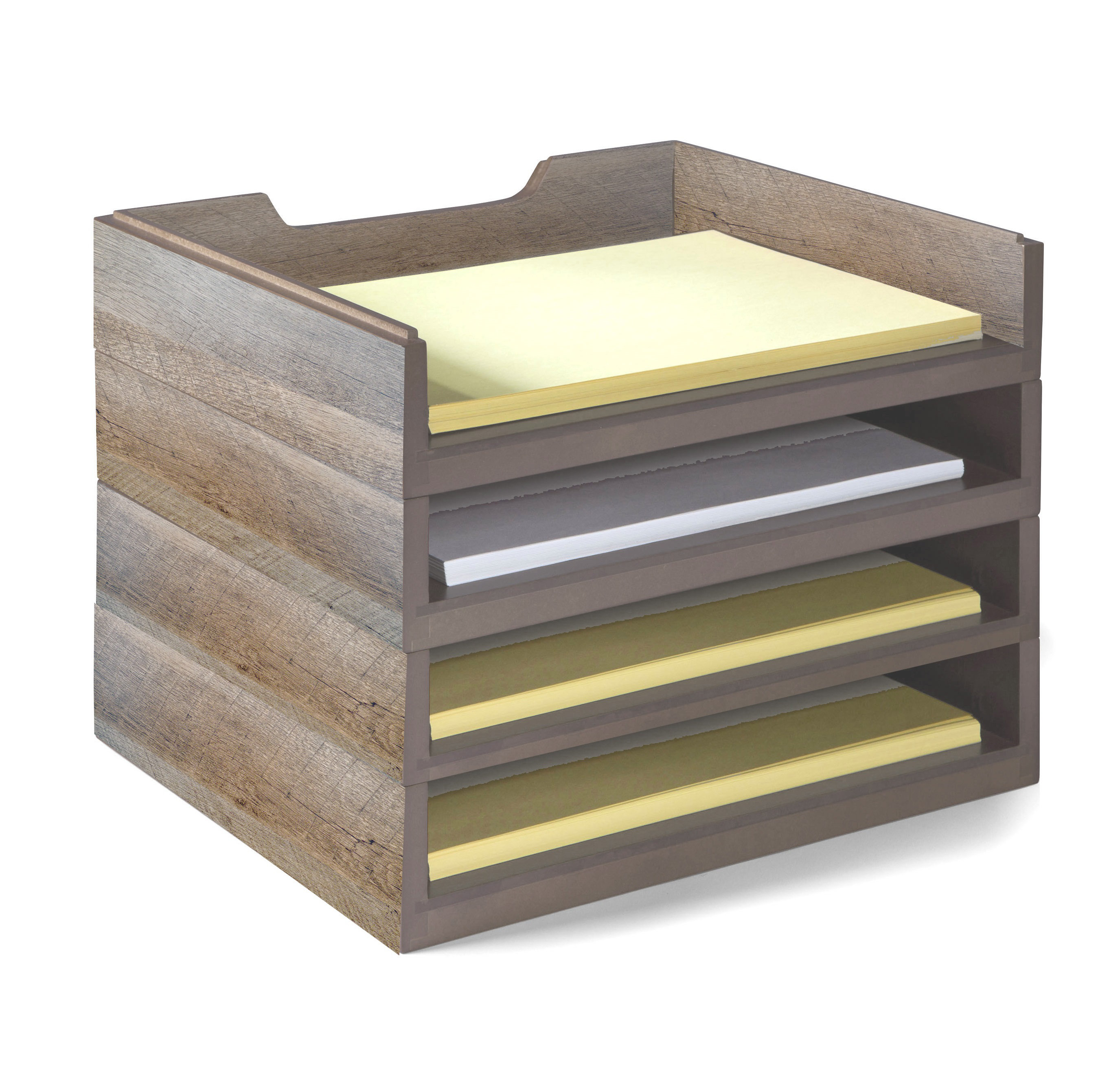 Darby Home Co Beaumys Stacking Wood Desk Organizers, 4 Letter Tray Kit