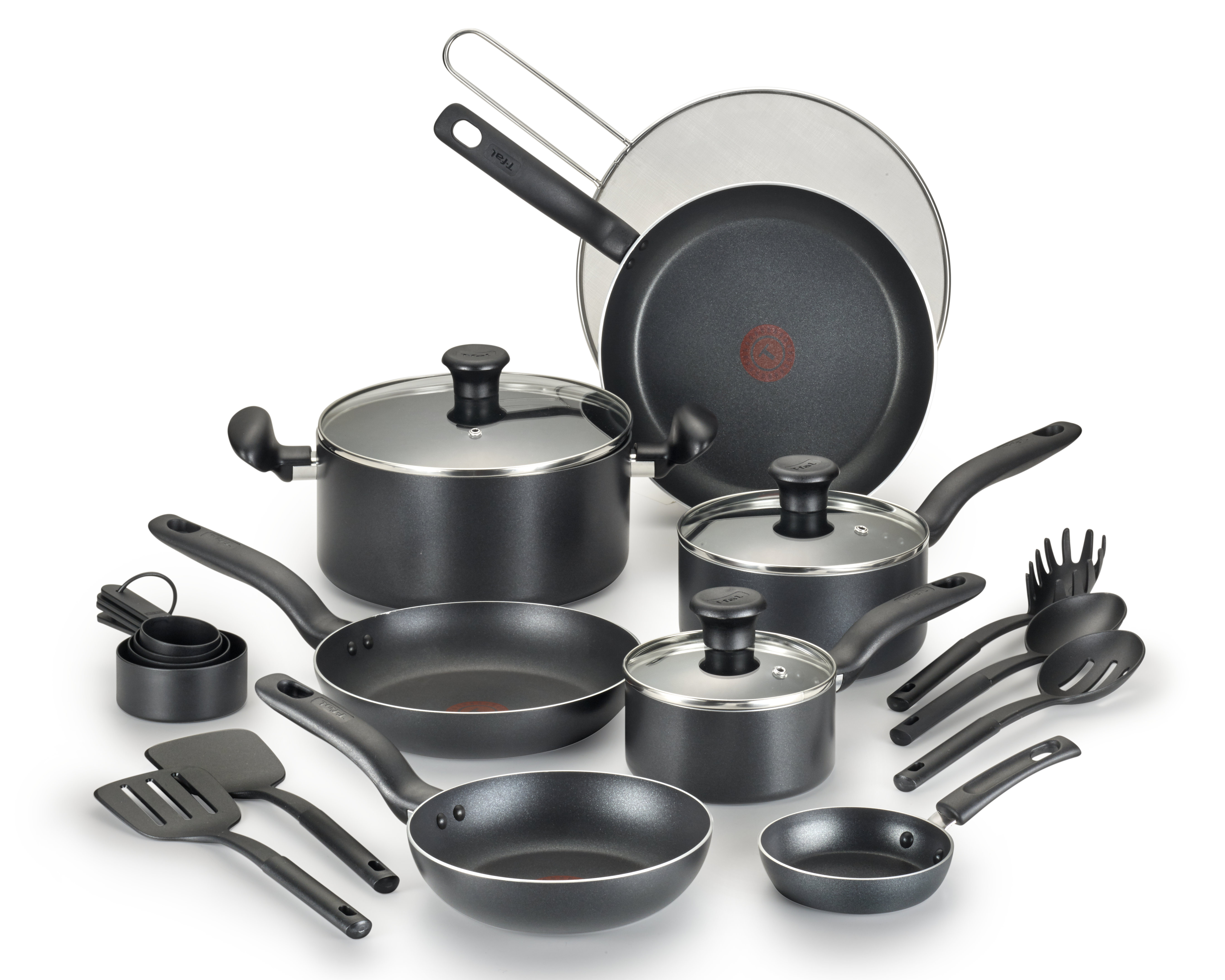 Tfal Nonstick Aluminum Cookware Set & Cooking Utensils, 11 piece