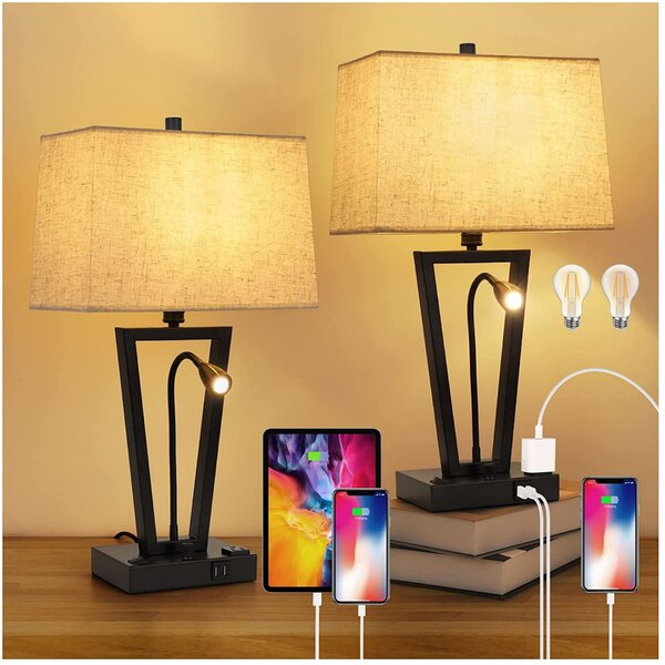 4 Mode Warm Yellow Cool White LED Table Lamp Bedside Reading Light Clock USB New 