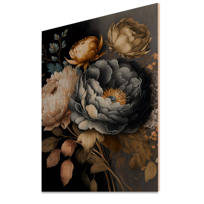 Red Barrel Studio® Blue Blooming Bouquet III - Unframed Print on Wood ...