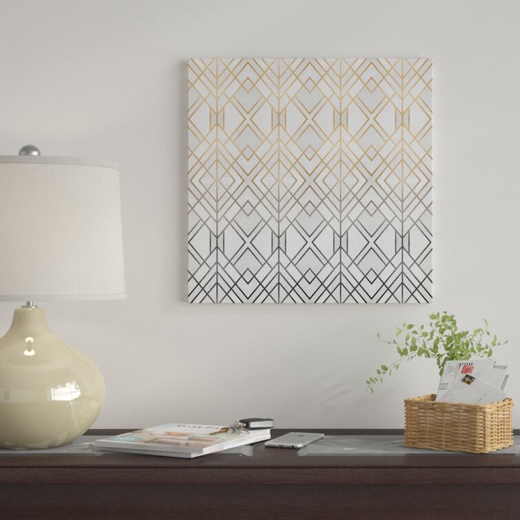 East Urban Home Gold And Gray Geo by Elisabeth Fredriksson - Graphic Art |  Wayfair